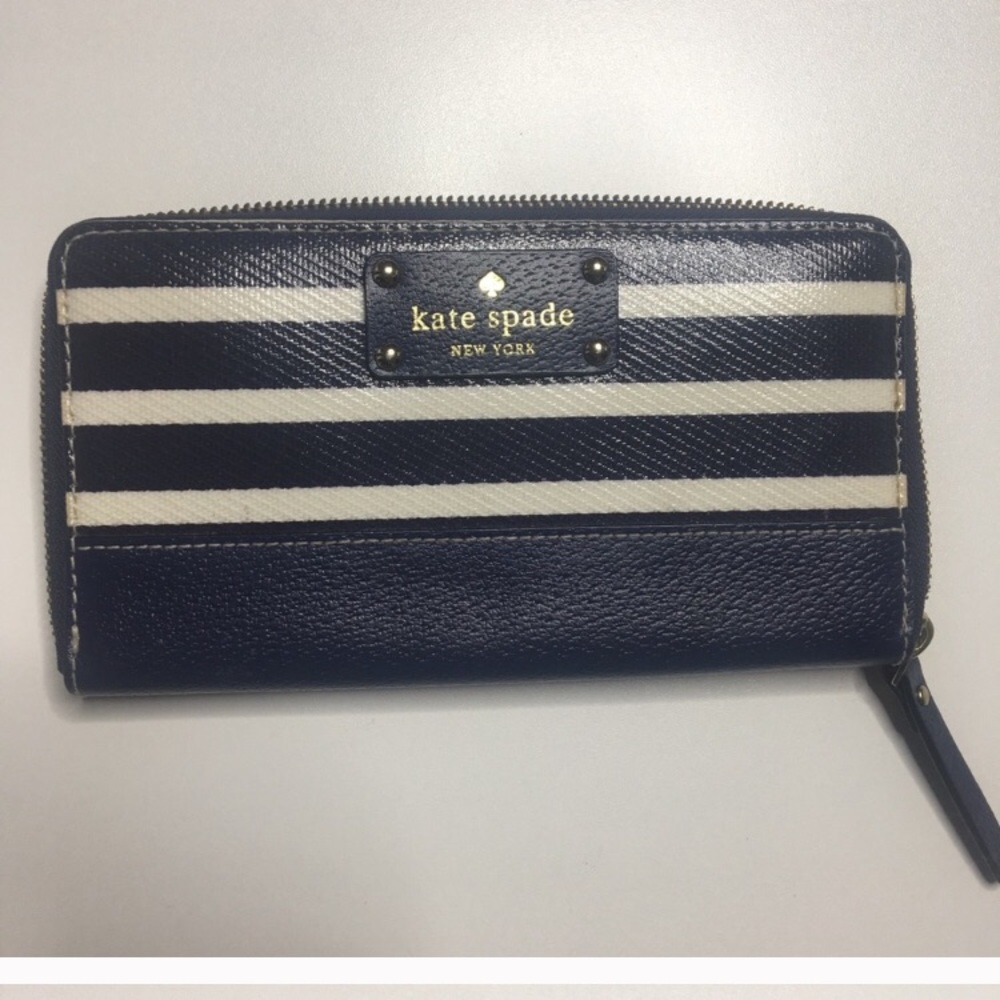 Kate Spade Blue and Cream Striped Wallet